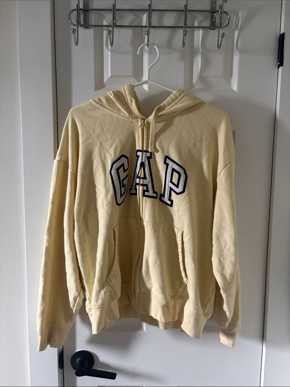 GAP Light Yellow Hooded Zip Sweatshirt with Arch Logo